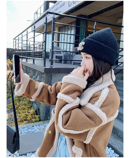 Faux Fur Button-Up Jacket