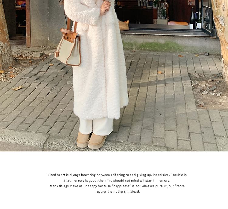 Faux Fur Plain Long Coat