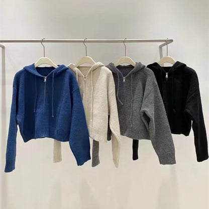 Long Sleeve Zip Hooded Cardigan