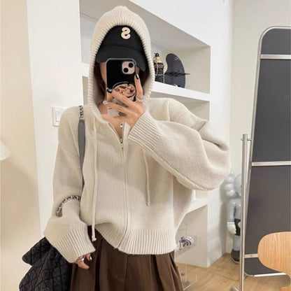 Long Sleeve Zip Hooded Cardigan