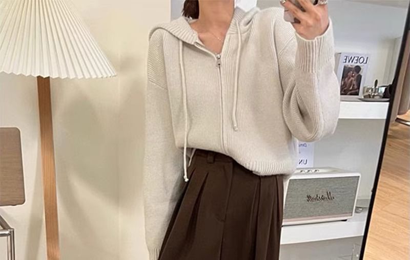 Long Sleeve Zip Hooded Cardigan
