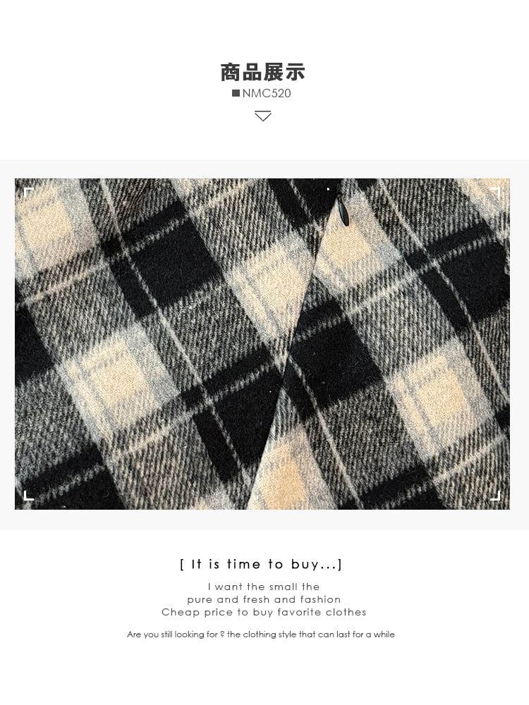 Checkered High-Waist Wool Mini Skirt