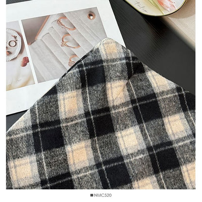 Checkered High-Waist Wool Mini Skirt