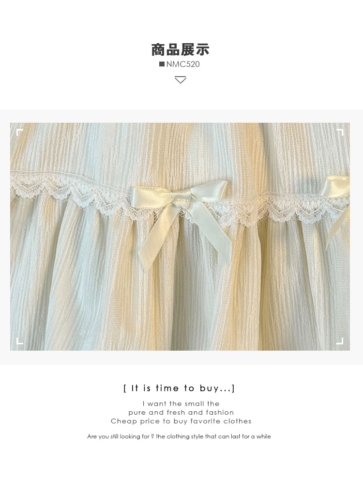Layered Mini Skirt with Lace Trim - Tiered Design