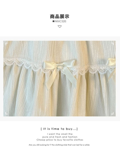 Layered Mini Skirt with Lace Trim - Tiered Design