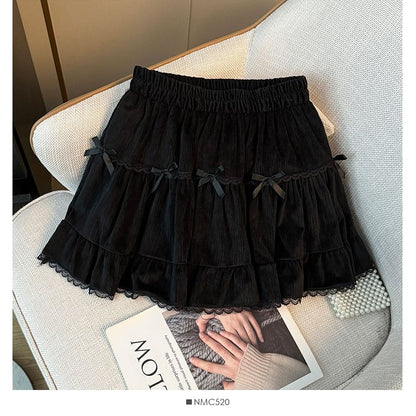 Layered Mini Skirt with Lace Trim - Tiered Design