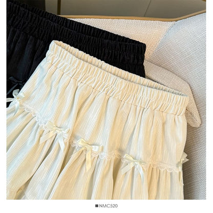 Layered Mini Skirt with Lace Trim - Tiered Design