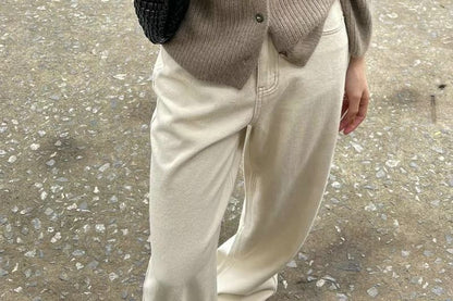 Turtleneck Button Front Solid Knit Cardigan