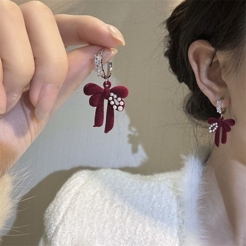Rhinestone Bowknot Drop Earring