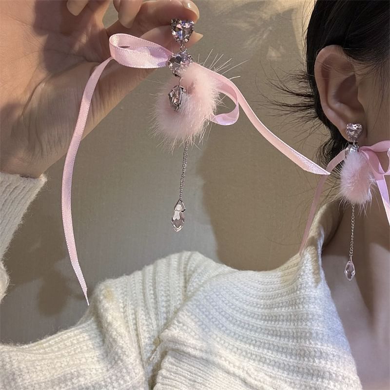 Rhinestone Bowknot Dangle Earring