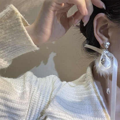 Rhinestone Bowknot Dangle Earring