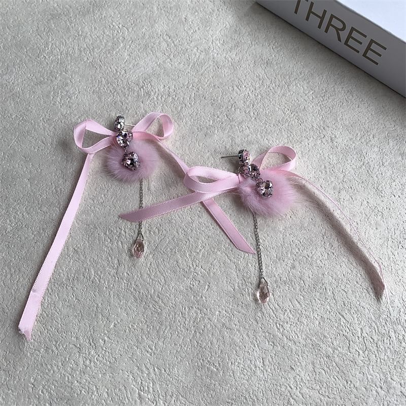 Rhinestone Bowknot Dangle Earring