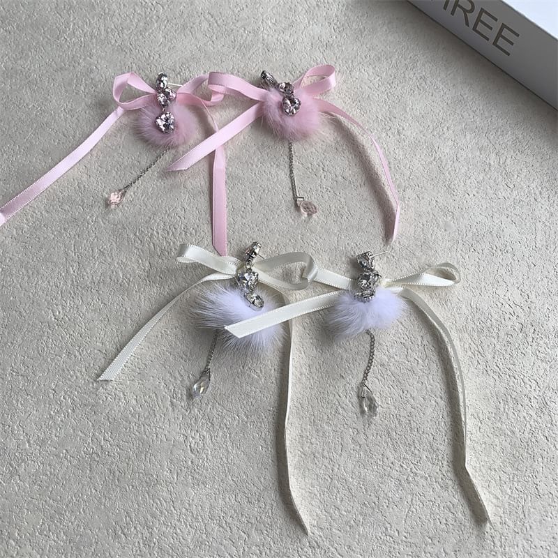 Rhinestone Bowknot Dangle Earring