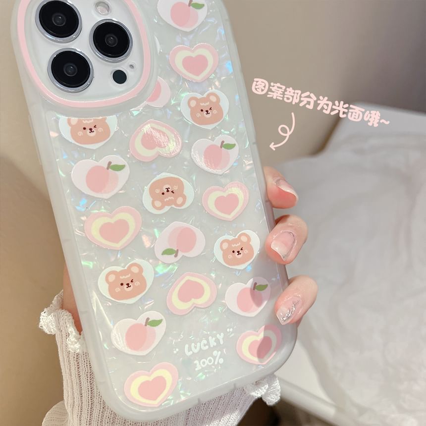 Case Peach Bear Set Phone Strap /
