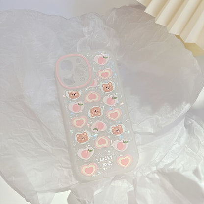 Case Peach Bear Set Phone Strap /