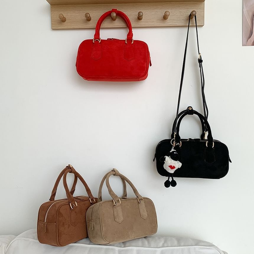 Top Handle Faux Suede Crossbody Bag