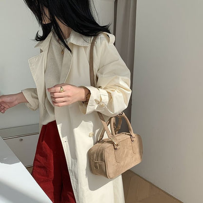 Top Handle Faux Suede Crossbody Bag