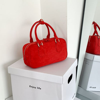 Top Handle Faux Suede Crossbody Bag