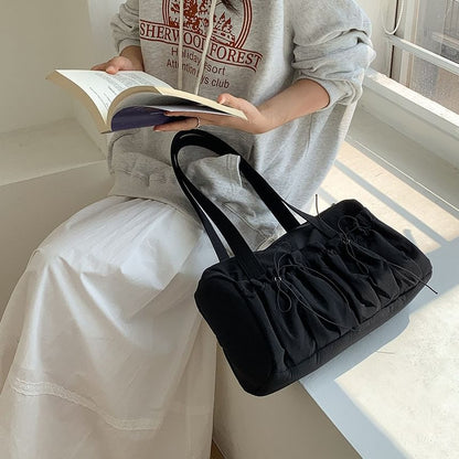 Plain Bow Nylon Tote Bag