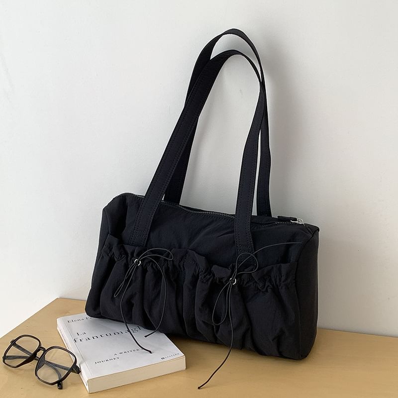 Plain Bow Nylon Tote Bag