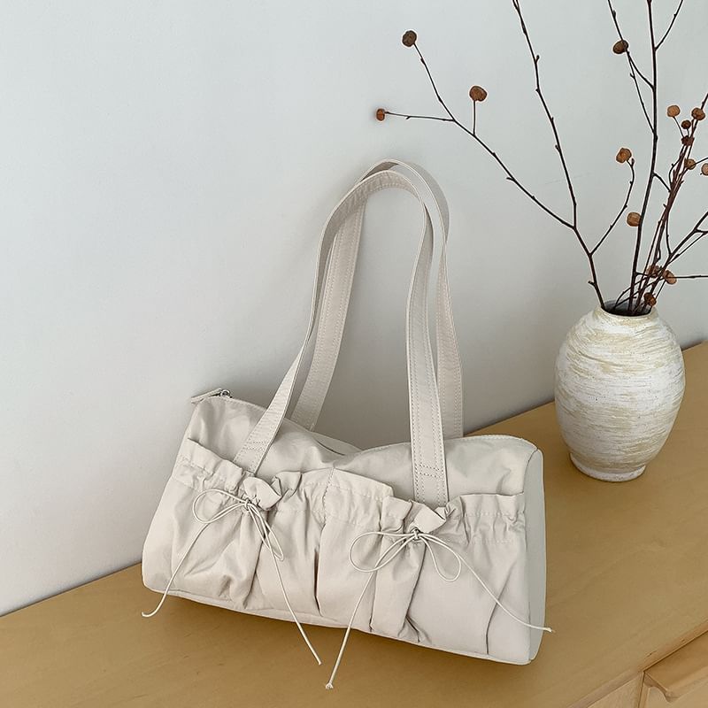 Plain Bow Nylon Tote Bag
