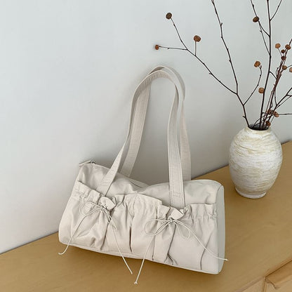 Plain Bow Nylon Tote Bag