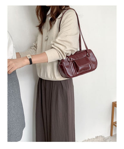 Plain Faux Leather Shoulder Bag