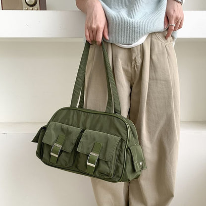 Plain Buckled Nylon Carryall Bag
