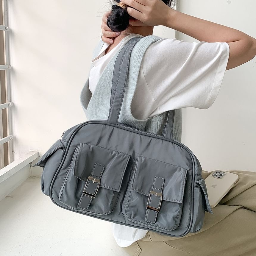 Plain Buckled Nylon Carryall Bag