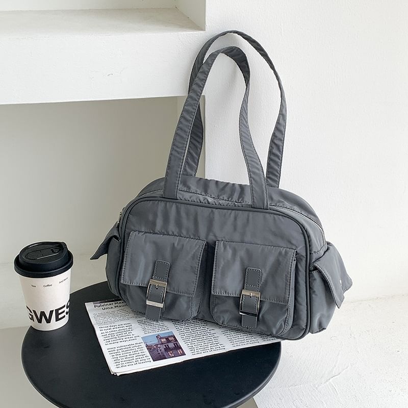 Plain Buckled Nylon Carryall Bag