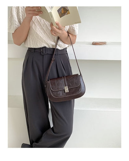 Faux Leather Flap Shoulder Bag