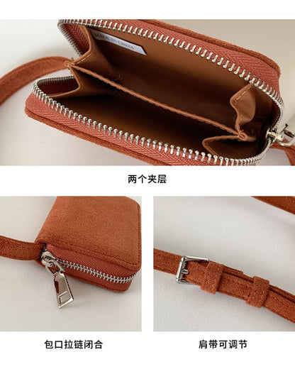 Plain Faux Suede Crossbody Bag