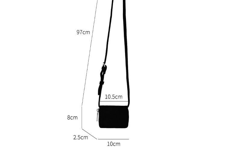 Plain Faux Suede Crossbody Bag