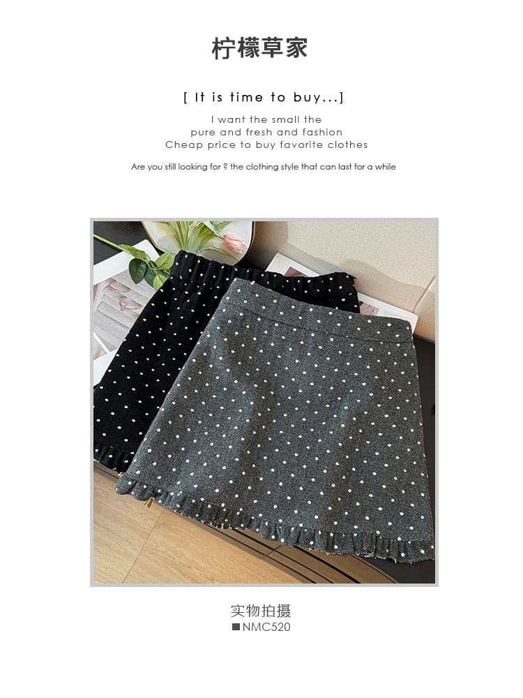 Ruffle-Hem Polka-Dot Mini Skirt