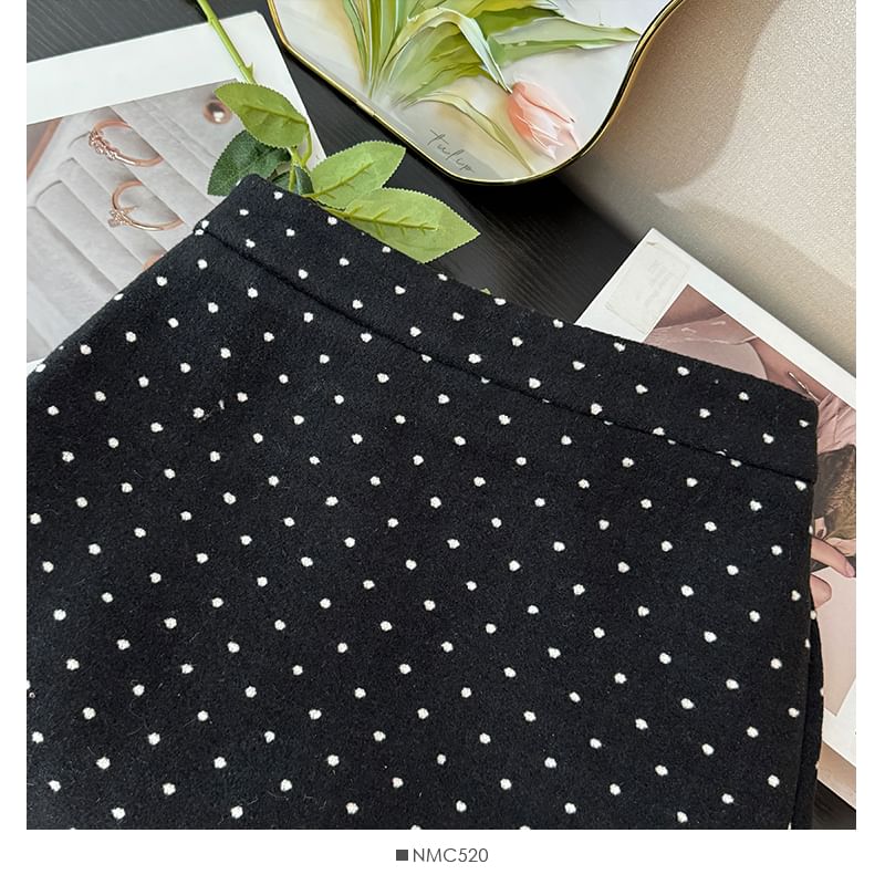 Ruffle-Hem Polka-Dot Mini Skirt