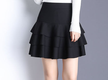 Elevated Waist Tiered Flared Mini Skirt
