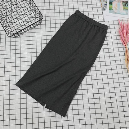 Stretch Waist Slit Midi Pencil Skirt