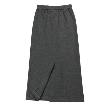 Stretch Waist Slit Midi Pencil Skirt