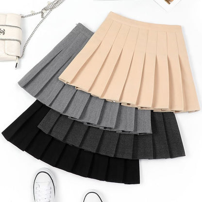 Elevated Waist Pleated Flared Mini Skirt