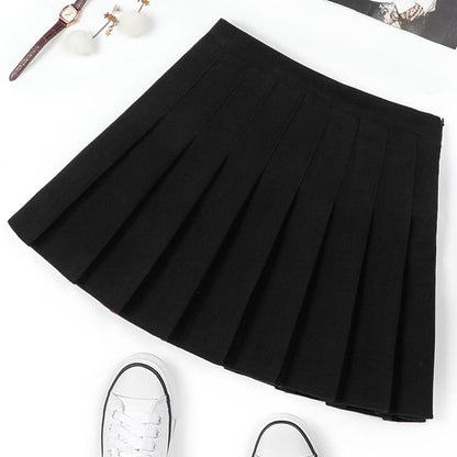 Elevated Waist Pleated Flared Mini Skirt