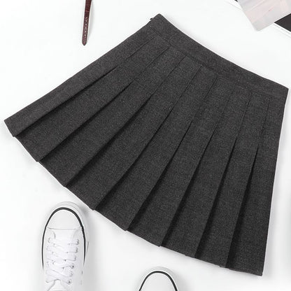 Elevated Waist Pleated Flared Mini Skirt