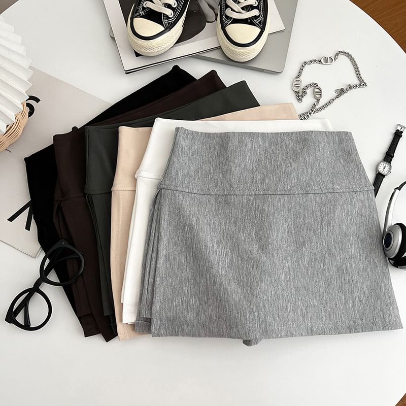 High-Rise Solid Mini Flared Skirt