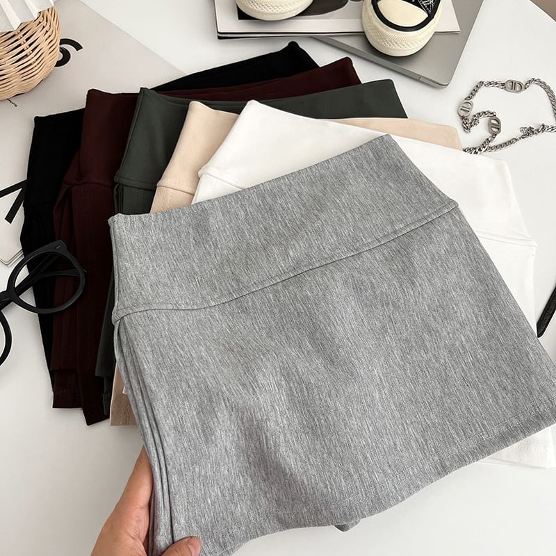 High-Rise Solid Mini Flared Skirt