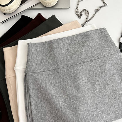 High-Rise Solid Mini Flared Skirt