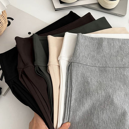 High-Rise Solid Mini Flared Skirt