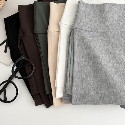 High-Rise Solid Mini Flared Skirt