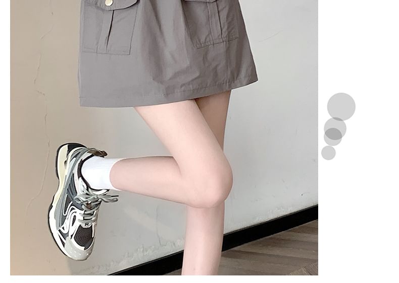 Elevated Waist Solid Mini Flared Skirt