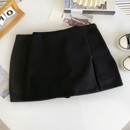 Low Waist Asymmetrical Flared Mini Skirt