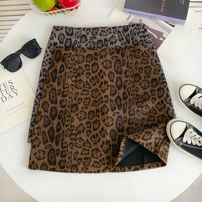 High Rise Leopard Print Flared Mini Skirt