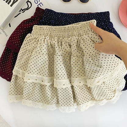 Low Waist Dotted Flared Mini Skirt